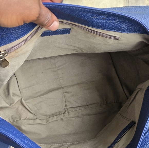 Authentic Versace Leather Shoulder Crossbody Bag Women Blue Removeable Strap - Picture 12 of 16